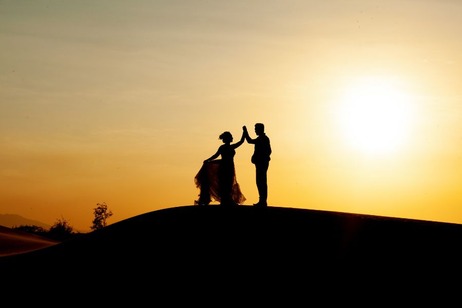 A couple dancing in the sunset