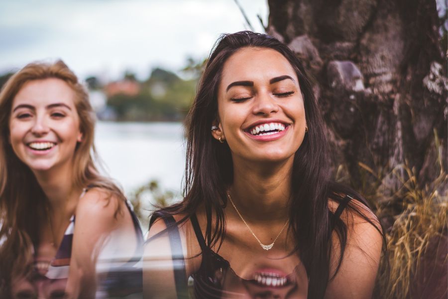 Two girls smiling